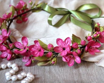 The Dayton company Vintage floral flower headpiece halo piece Handmade Frida Kahlo Flower Crown, Day of the Dead Headpiece  main image 4
