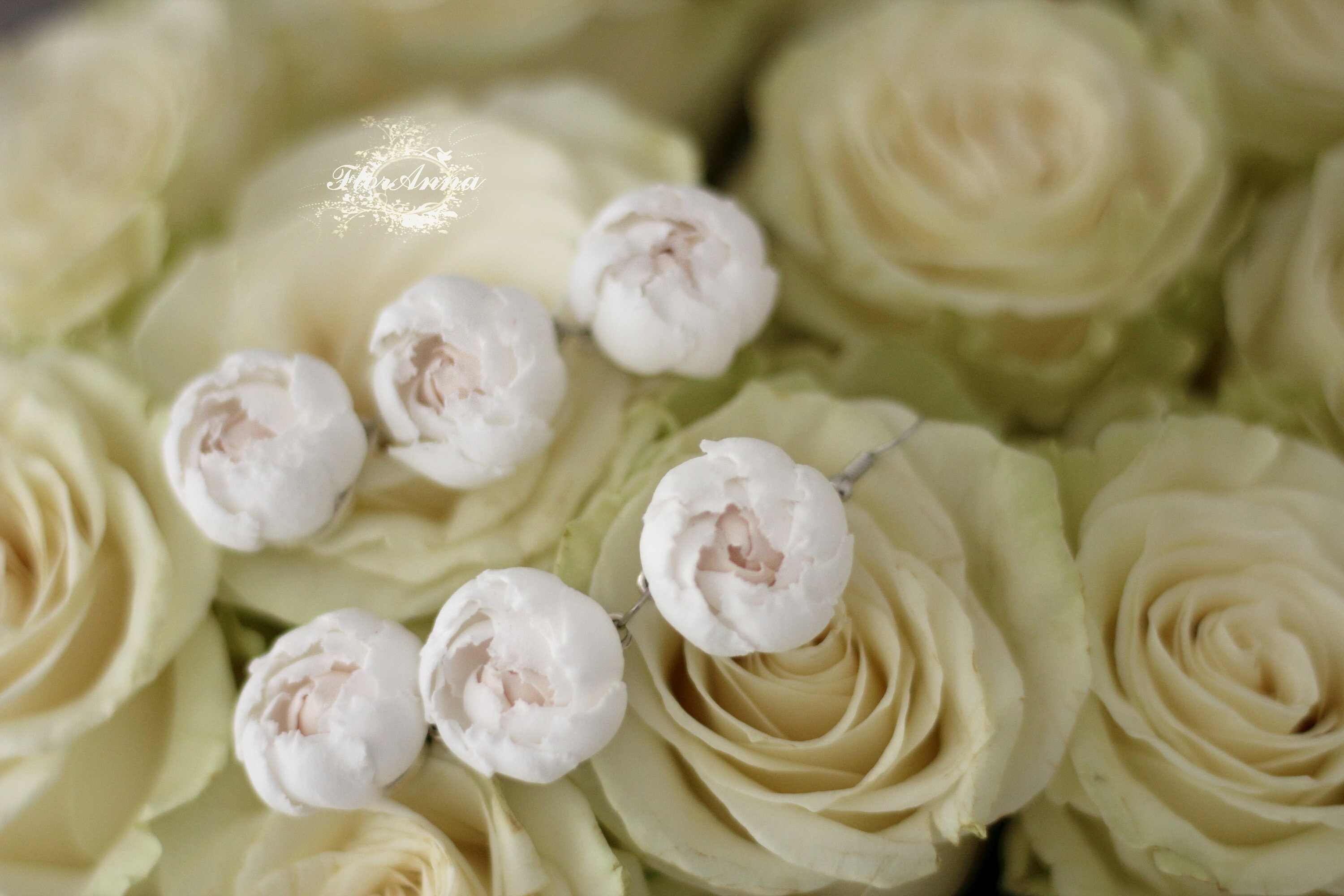 White flower earrings Long earrings Peony earrings Bridal Etsy