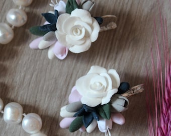 Flower Earrings,Handmade Floral Earrings, Polymer Clay Rose Earrings,Bridal Earrings, Romantic Jewelry,Elegant Flower Earrings, Gift for Her