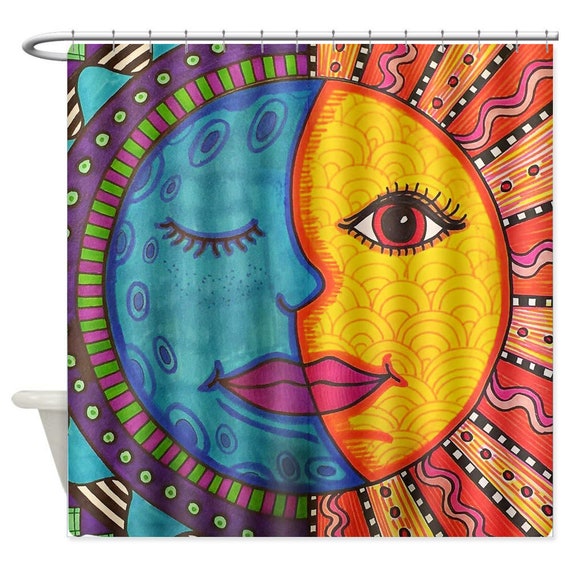 Sun And Moon Shower Curtain Colorful Bathroom Decor Waterproof Etsy