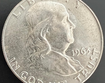 1963 D US Benjamin Franklin Genuine Silver Half Dollar Coin LIBERTY BELL