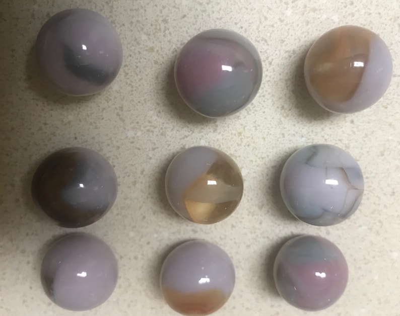 39 Players 39 AGATE opaque purple Marbles with Brown swirls Mint #18