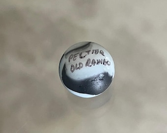 Vintage 0.64" Peltier Old Rainbo Toy Marble, Black and White Machine Made - Rare  #[Lot2Heather]