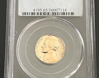 1963 Jefferson Nickel, professionally graded and authenticated by PCGS with a grade of PR65