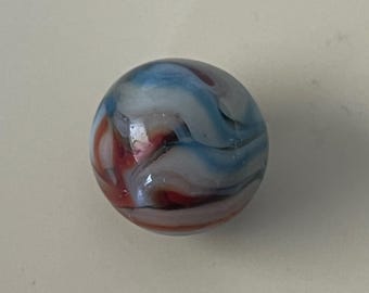 Vintage Marble - Peltier Liberty NLR .66" National Line Rainbo Red White Blue    [#Lot1Heather]