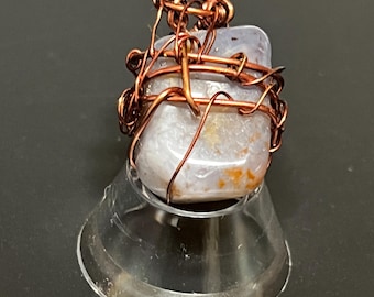 Handmade Wire-wrapped ChalcedonyGemstone Stone Pendant   [#6]