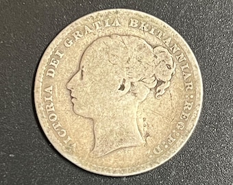 1883 UK United Kingdom QUEEN VICTORIA Shilling Silver Coin