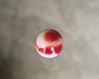 Vintage Swirl Glass Marble Akro Agate Vitro Peltier .65” Orange White  #[Lot2Heather]