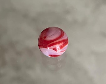 Vintage Red and White Swirl Glass Alley Agate Marble, Collectible 5/8" .67 #[Lot2Heather]