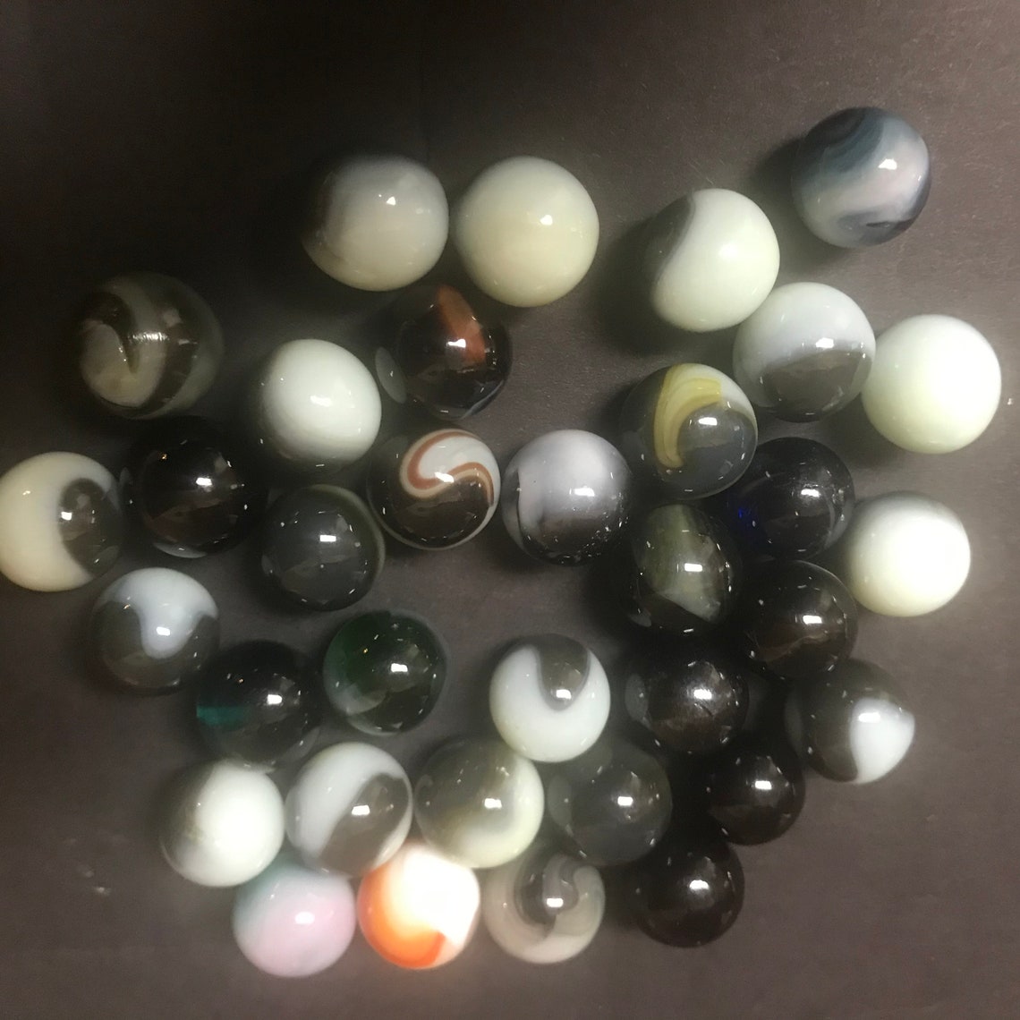 Vintage Lot of 34 Glass Marbles Purple and White Swirl With an Etsy