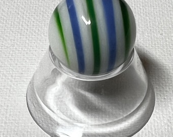 Vintage Handmade German swirl, Green and Blue Colored Swirls on white base