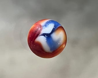 Vintage Marble Peltier Liberty NLR National Line Rainbo Red White Blue .64"     [#Lot1Heather]
