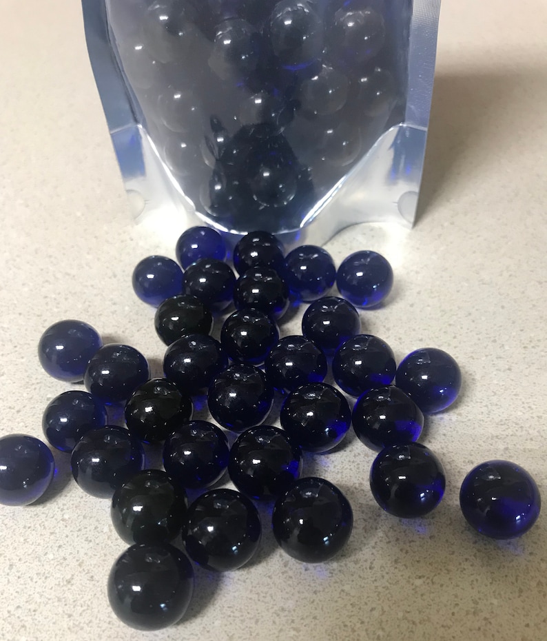 Vintage Lot of 67 Blue Clear Glass Marbles 40 Etsy