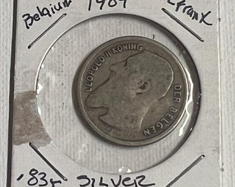 1909 Belgium 2 FranK Silver Coin DER BELGEN