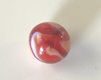 Vintage Alley Akro Agate Peltier Christen Swirl Glass Marble .69” Milky Red     [#Lot1Heather]