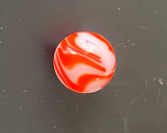Vintage Akro Alley Agate Peltier Christensen Flame Swirl Glass Marble .65” Orange White  [#Lot1Heather]