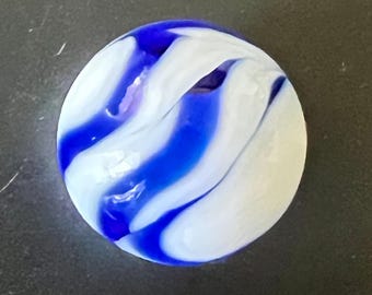 Vintage Akro Alley Agate Peltier Christensen Swirl Glass Marble .76” Blue White    [#Lot1Heather]