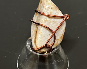 Wire-wrapped Tumbled Stone Botswana agate  [#3]