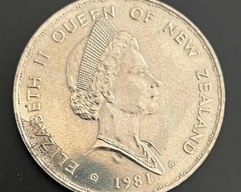 1981 Queen Elizabeth II & Fern Leaves New Zealand One Dollar Coin