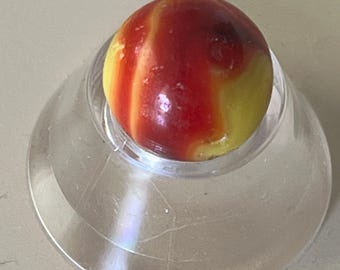 Akro Agate Prize Name Corkscrew marble Red/Yellow .66"    [#Lot1Heather]