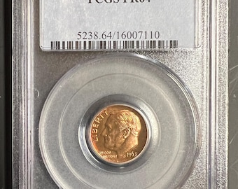 RARE 1963 PCGS PR64 Improperly Annealed Planchet Dime Mint Error Copper Color -Both Sides