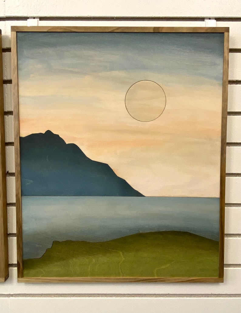 Mountain Wood Wall Art River Landscape Wall Hanging Boho Etsy