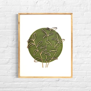 Botanical Wood Wall Art: Layered Scandi Décor, Sage Green