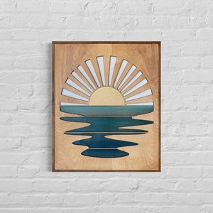 Sunset Boho Wood Wall Art | Laser Cut Wall Art | Sunset Framed Wall Hanging