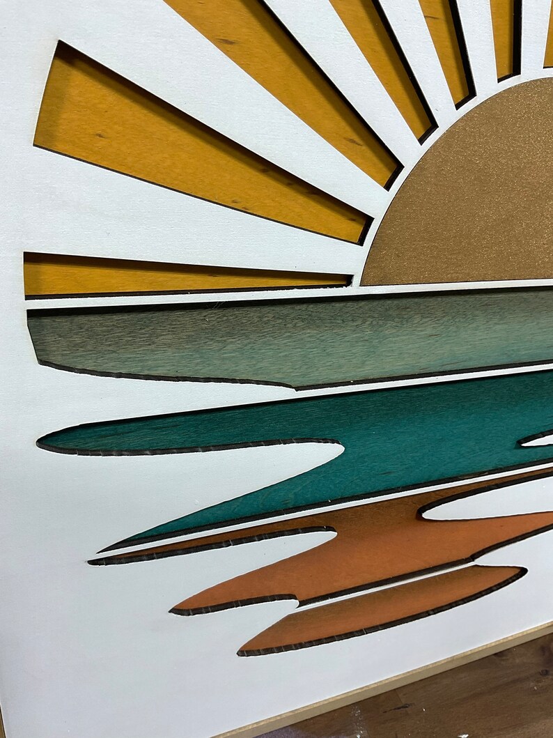 Sunset Boho Wood Wall Art Laser Cut Wall Art Sunset Framed Etsy Canada