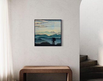 Mountain Wood Wall Art, Gift for Adventurer Lover, Gift for Hiker