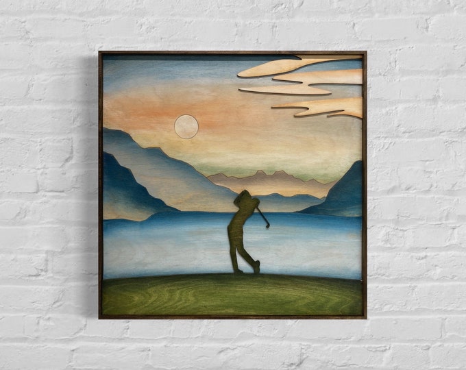 Golf Wood Wall Art  3D Golfer Wall Hanging  Perfect Gift for Golfers