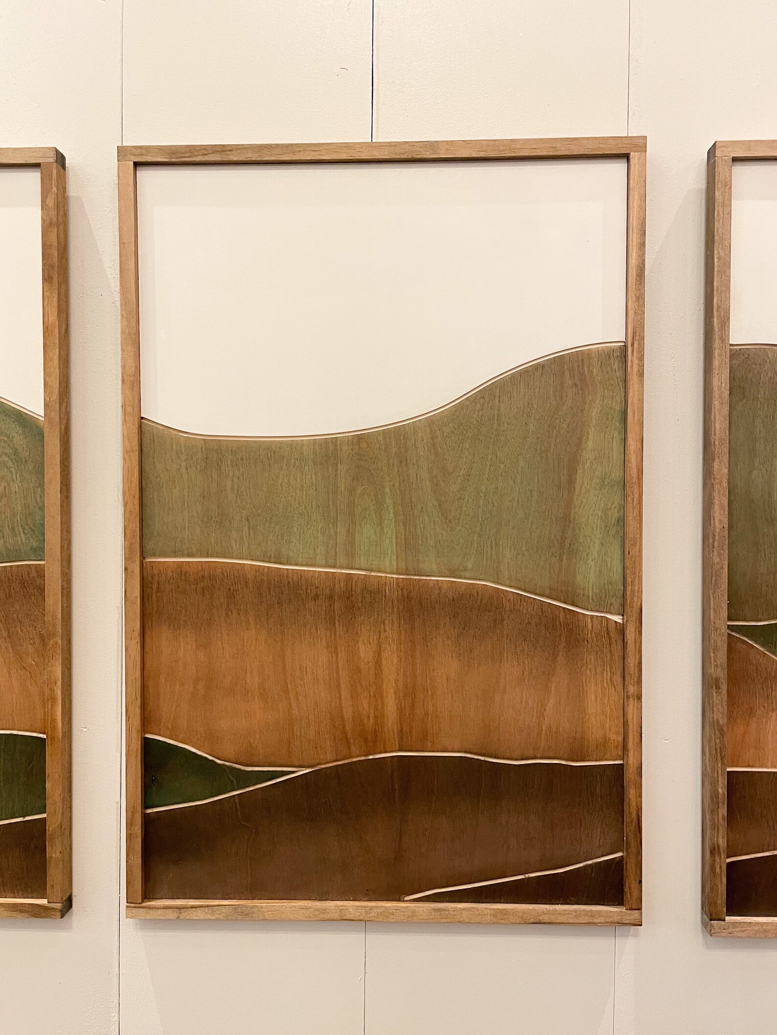 Green Mountain Wood Wall Art Engraved Boho Wall Décor Etsy