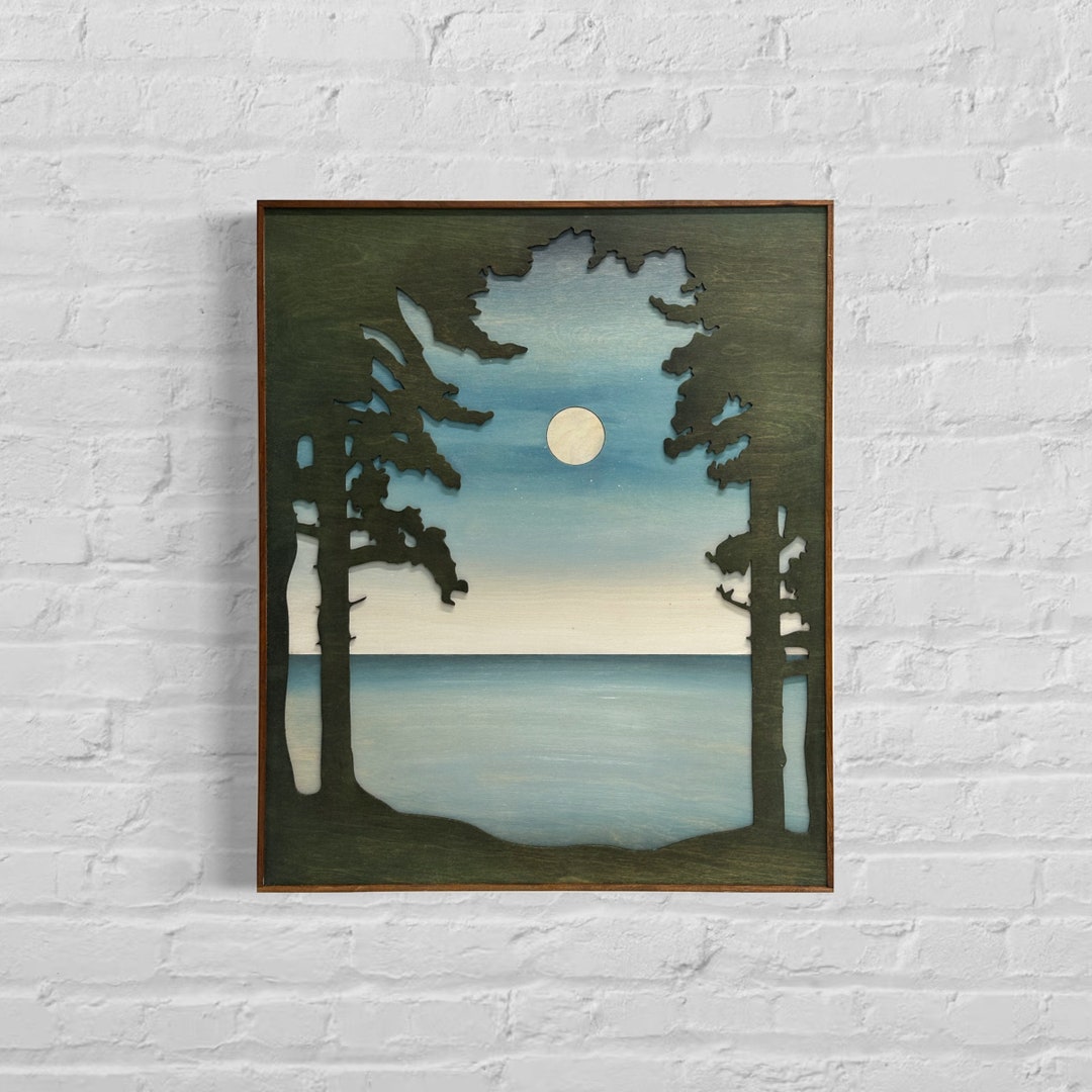 Lake Michigan Wood Wall Art Lake House Wooden Wall Hanging Etsy
