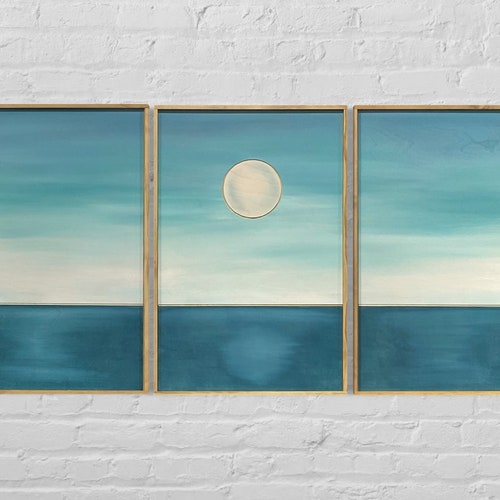 Ocean Sunset Wood Wall Art Boho 3 Piece Wall Hanging Etsy