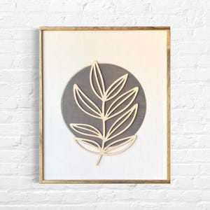 Plant Wood Wall Art | Minimalistic Leaf Line Art | Wood Wall Hanging | Plant Lady Art | Laser Cut Wall Art | Botanical Art