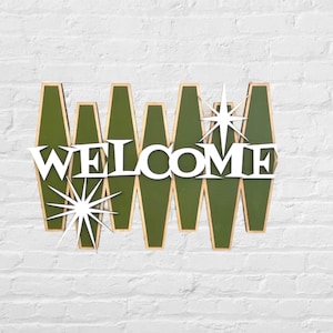 Mid Century Modern Welcome Wood Wall Art | 3D Atomic Laser Cut Wall Art | Welcome Sign Wall Hanging