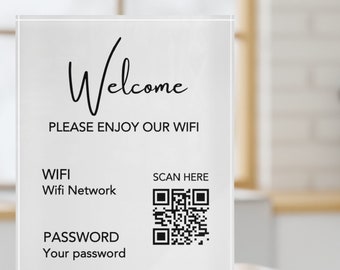 Segnale per Wi-Fi, codice QR in acrilico per visualizzare la password