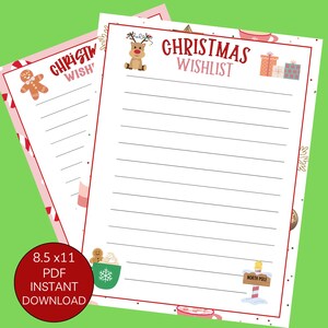 Druckbare Weihnachten Wunschliste Kinder Erwachsene Candy Theme Liste der Geschenk Urlaub Sofortiger Download Kinder Brief will Weihnachten präsentieren Saison zu organisieren