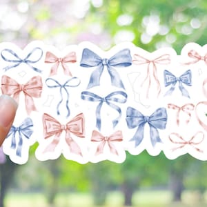 Coquette Stickers Bow Aesthetic Decals Soft Girl Preppy Bow Kindle Computer Stickers Water Bottle Laptop Decal Phone Die Cut Sticker Girly