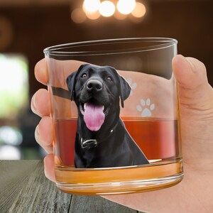 Custom Photo Whiskey Glass Scotch Glasses Rock Personalized Pet Glass Dog Picture Whisky  Barware Glassware Gift Unique Bar Gifts Drinking