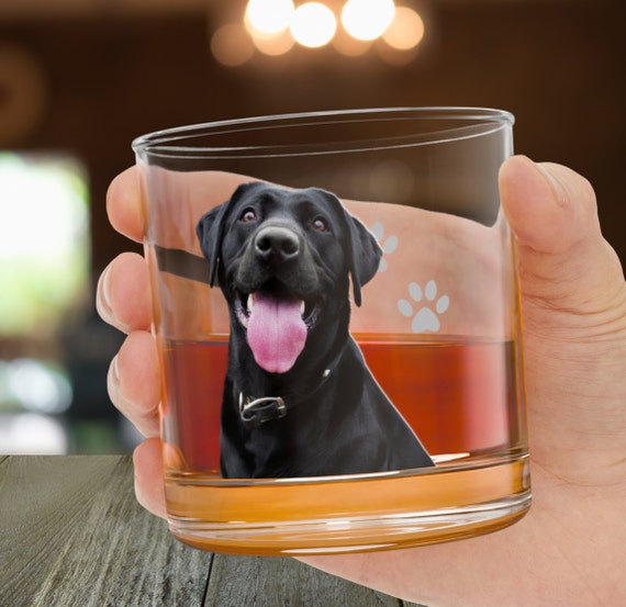 Custom Photo Whiskey Glass, Personalized Pet Portrait Bourbon Gift