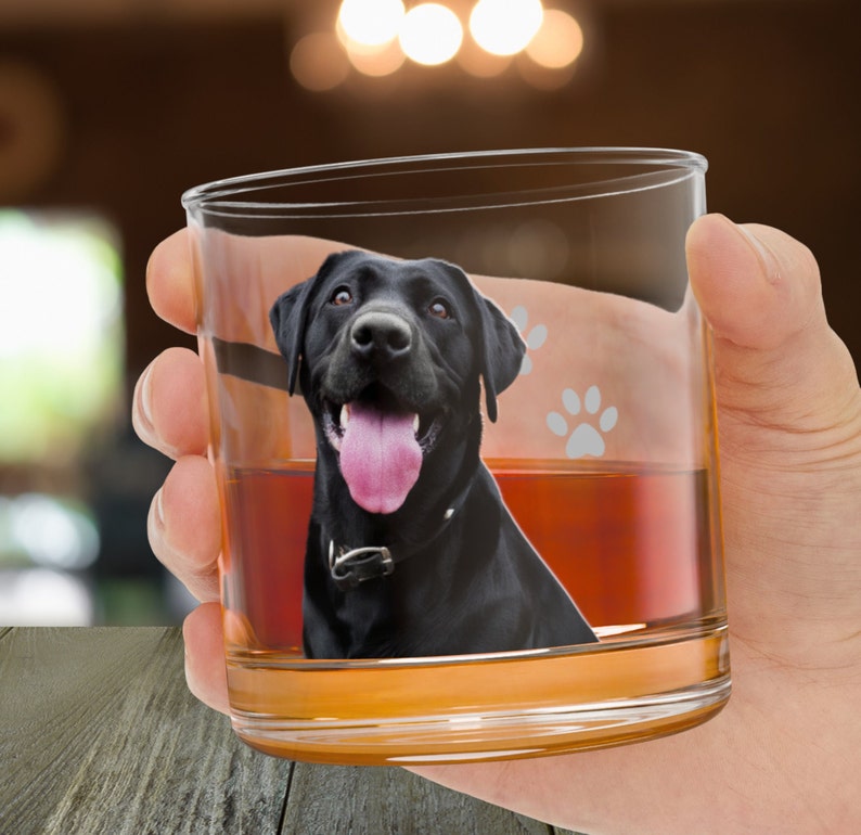Custom Photo Whiskey Glass Scotch Glasses Rock Personalized Pet Glass Dog Picture Whisky  Barware Glassware Gift Unique Bar Gifts Drinking