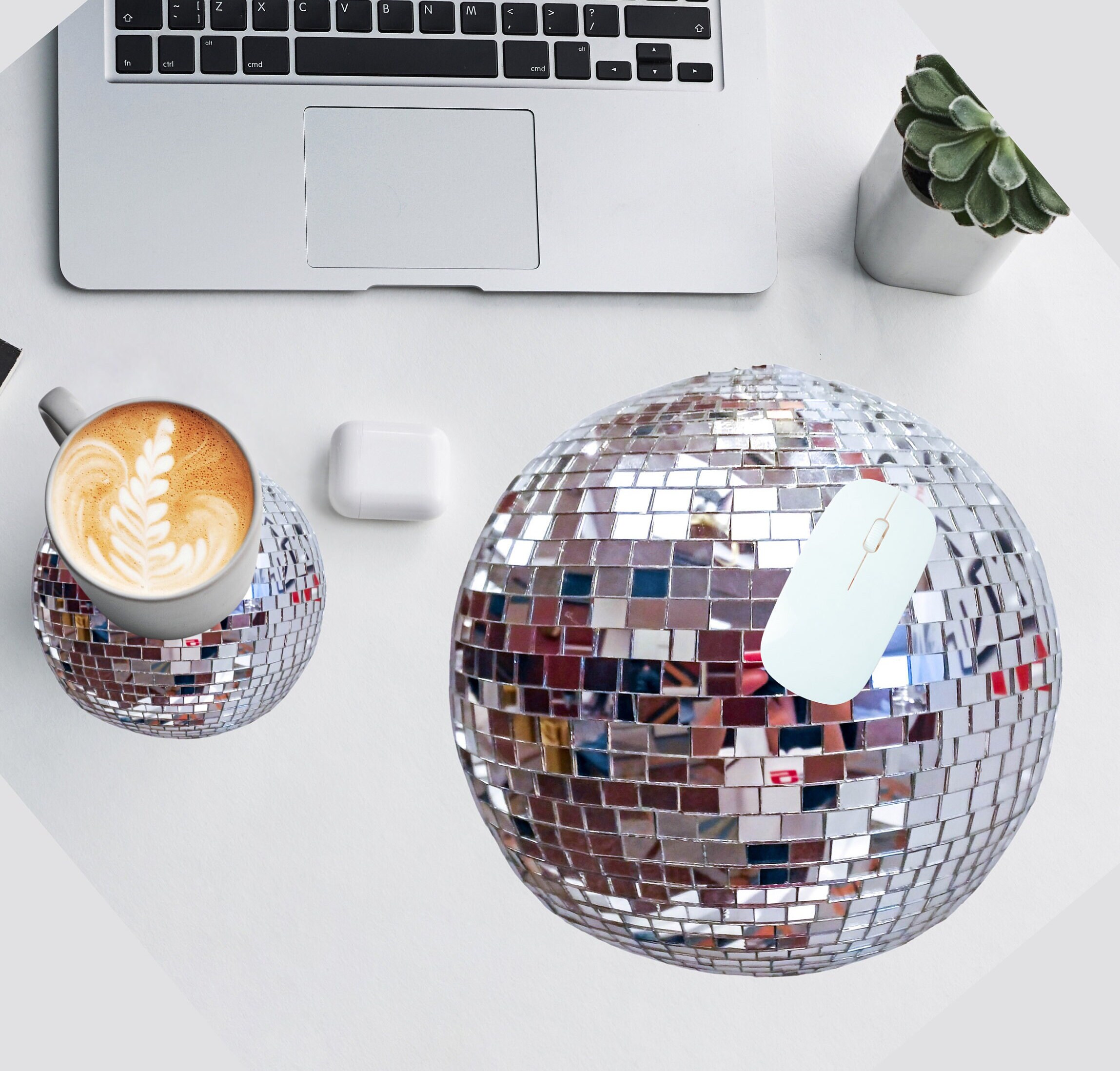 Disco Ball Decor Mouse Pad and Coasters Home Office Desk Set Disco Ball ...