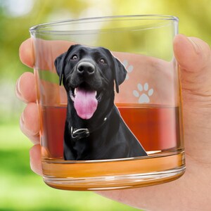 Custom Photo Whiskey Glass Scotch Glasses Rock Personalized Pet Glass Dog Picture Whisky  Barware Glassware Gift Unique Bar Gifts Drinking