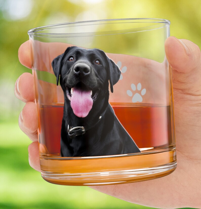 Custom Photo Whiskey Glass Scotch Glasses Rock Personalized Pet Glass Dog Picture Whisky  Barware Glassware Gift Unique Bar Gifts Drinking