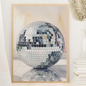 Disco Ball Decor, Groovy Poster, Mirror Ball Poster, Bar Cart Wall Art, Girly Wall Art, Preppy College Dorm Room Decor, Maximalist Wall Art