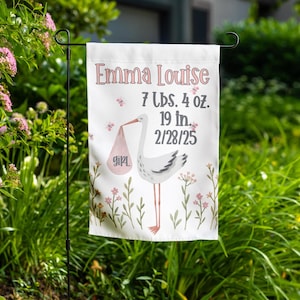 Welcome Home Baby Sign Personalized Birth Stats Yard Sign Custom Baby Name Announcement Garden Flag Newborn Stork Flag Yard Decor