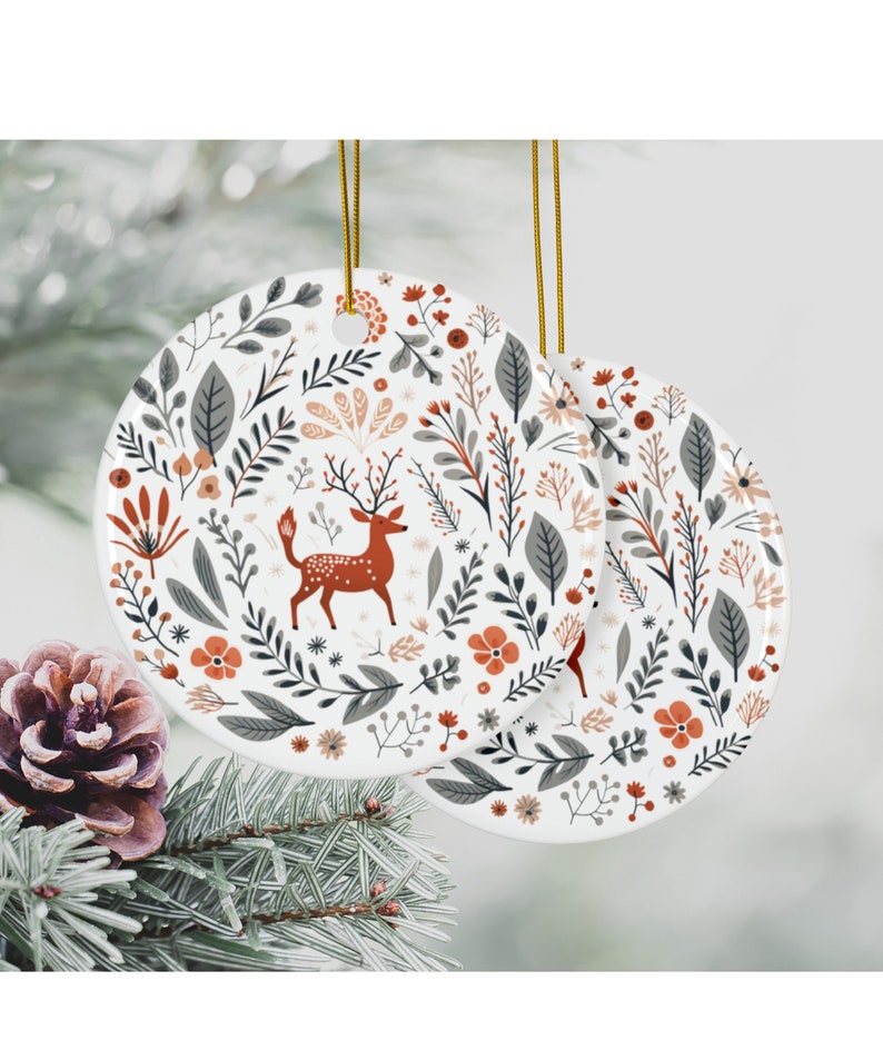 Scandinavian Christmas Ornaments Set Swedish Folk Art Norwegian Home Decor European Gift Scandi Nordic Folk Art Ceramic Xmas Tree Decoration