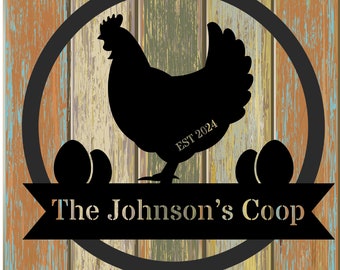 Custom Metal Signage Personalized Chicken Coop Rustic Last Name Farm Decor