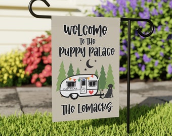 Custom Camp Site Flag Personalized Dog Camping Banner RV Outdoor Garden Campsite Gift